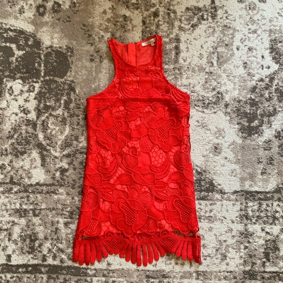 Lovers + Friends Dresses & Skirts - Lovers + Friends red-coral lace mini dress